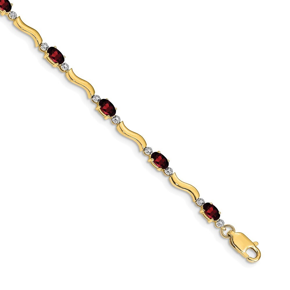 14k Yellow Gold Fancy Diamond & Garnet Bracelet